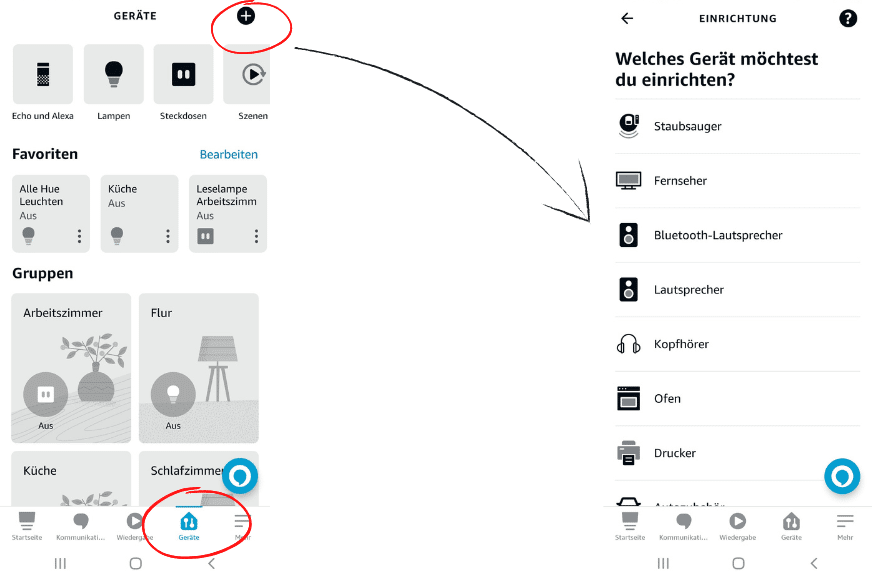 Neue Smart Home Geräte werden in der Alexa App hinzugefügt